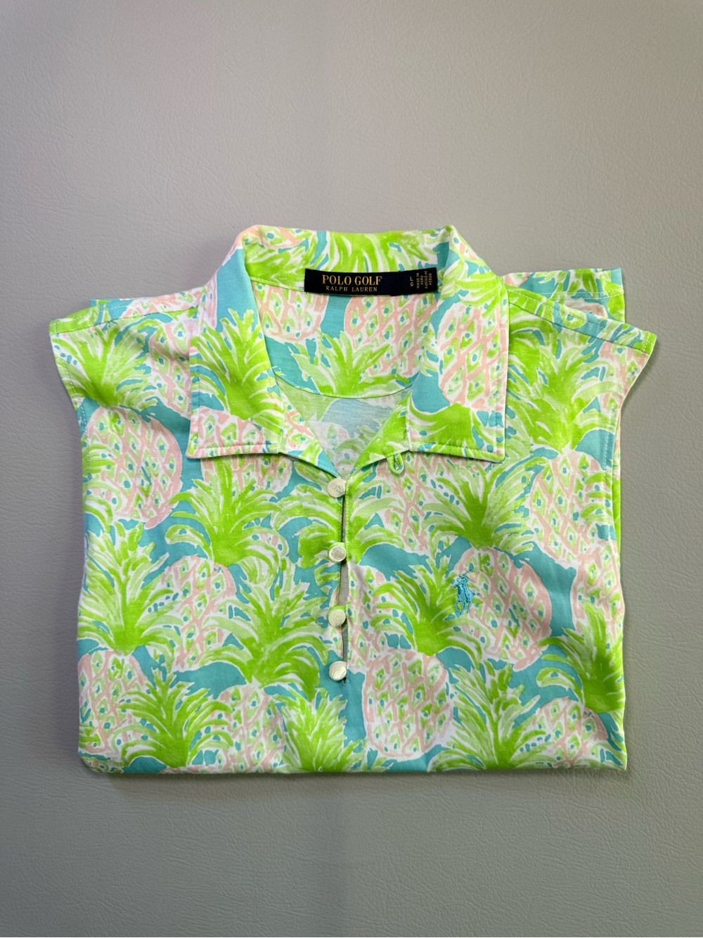 Polo Golf Ralph Lauren Women’s Tropical Pineapple Sleeveless Polo size Large